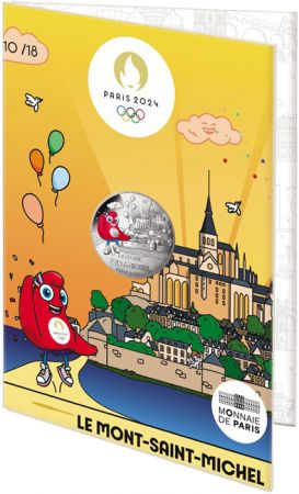 France - Monnaie de Paris Mont Saint-Michel - 10 Euros Argent Couleur 2024 (MDP) - La France accueille les Jeux - Mascottes Pari