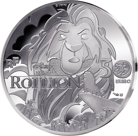 France - Monnaie de Paris Mufassa et Simba - 30 ans du Roi Lion - 50 Euros Argent Colorisé BE 2024 (MDP)