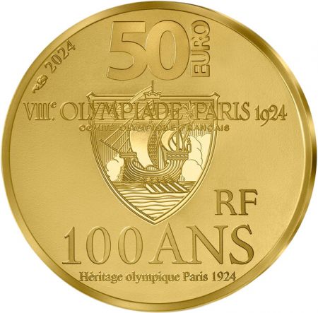 France - Monnaie de Paris Paavo Nurmi - Paris 1924 - 50 Euros OR BE 2024