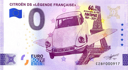 France 0 EURO SOUVENIR - 60 ans de Fantomas - Citroën DS