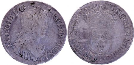 France 1/2 Ecu Louis XIV a la mèche longue - 1649 M Toulouse