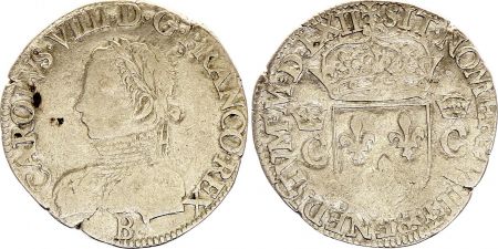 France 1/2 Teston, Charles IX - Armoiries 1564 B Rouen - Argent