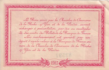 France 1 Franc - Chambre de commerce de la Roche sur Yon & de la Vendée - Série D - P.65-17