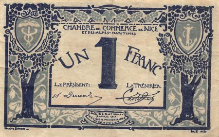 France 1 Franc - Chambre de Commerce de Nice et Alpes-Maritimes  - 1917