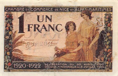 France 1 Franc - Chambre de Commerce de Nice et Alpes-Maritimes  - 1920