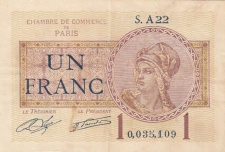 France 1 Franc - Chambre de Commerce de Paris - 1919-1922 - TTB - Série A.22