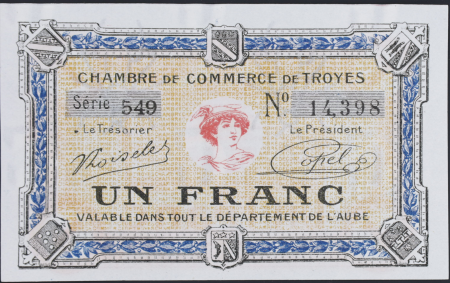 France 1 Franc - Chambre de Commerce de Troyes 1918 -  PROMO