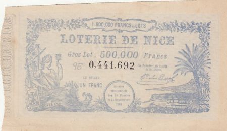 France 1 franc - Loterie Association des Musiciens- 1884 - SUP