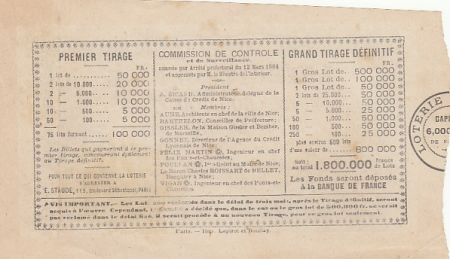 France 1 franc - Loterie Association des Musiciens- 1884 - SUP