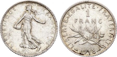 France 1 Franc - Semeuse - 1918 - Argent