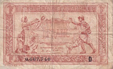 France 1 Franc - Trésorerie aux armées  - 1917 - Série D - TB - VF.03.04