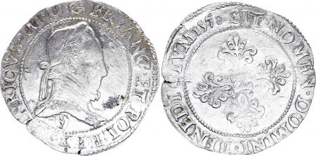 France 1 Franc, Henri III  Col Plat - 1578 - 9 Rennes - Argent - TTB