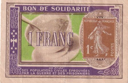 France 1 Franc Bon de Solidarité avec timbre - 1941-1942 - Série B