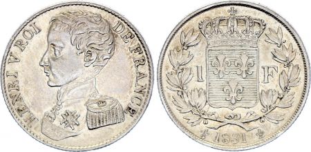 France 1 Franc Henri V Prétendant - 1831 - Argent