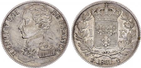 France 1 Franc Henri V Prétendant - 1831 - Argent