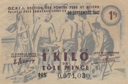 France 1 Kilo de tôle mince - Organisation des fontes, fers et aciers - 1947