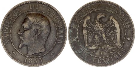 France 10 Centimes  Napoléon III Tête nue - 1853 A Paris - TB +