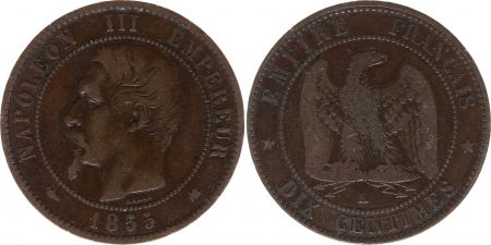 France 10 Centimes  Napoléon III Tête nue - 1855 K Bordeaux