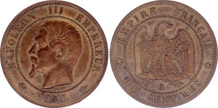 France 10 Centimes  Napoléon III Tête nue - 1856 A Paris - TTB