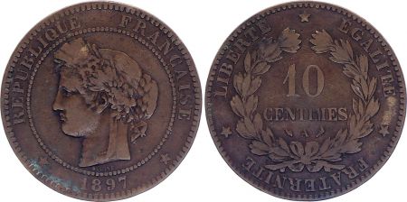 France 10 Centimes Cérès  - Troisième République - 1897 A Paris Torche - TTB