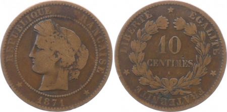 France 10 Centimes Cérès - Défense Nationale - 1871 K