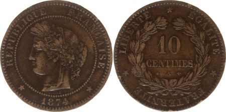 France 10 Centimes Cérès - Troisième République - 1874 A Paris