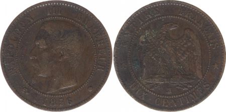 France 10 Centimes Napoléon III Tête nue - 1856 MA Marseille