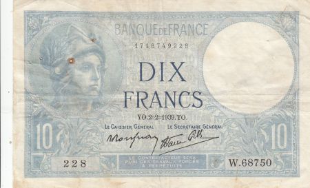 France 10 Francs - Minerve - 02-02-1939 - Série W.68750