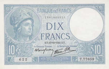 France 10 Francs - Minerve - 17-10-1940 - Série T.77659