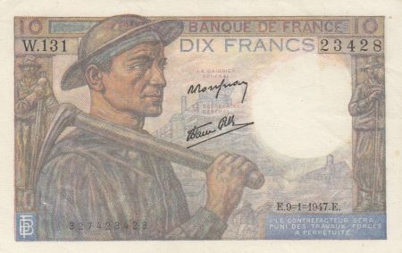 France 10 Francs - Mineur - 09-01-1947 - Série W.131