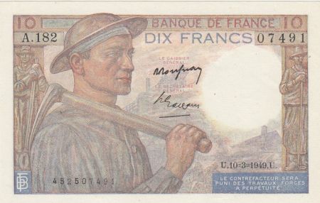 France 10 Francs - Mineur - 10-03-1949 - Série A.182