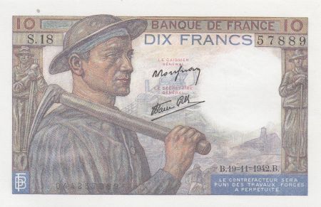 France 10 Francs - Mineur - 19-11-1942 - Série S.18