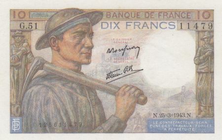 France 10 Francs - Mineur - 25-03-1943 - Série G.51