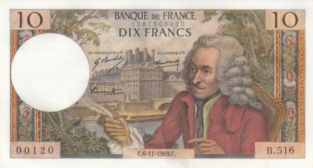 France 10 Francs - Voltaire - 06-11-1969 - Série B.516