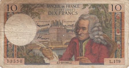 France 10 Francs - Voltaire - 07-10-1965 - Série L.179