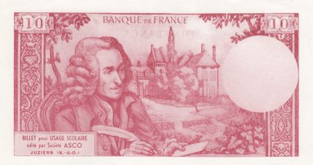 France 10 Francs - Voltaire - Billet scolaire - 1964