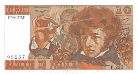 France 10 Francs Berlioz - 07-08-1975 Série F.223 - SUP+