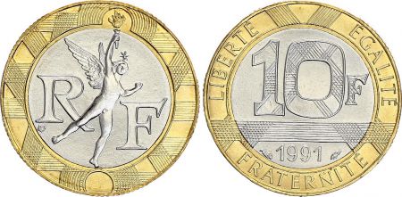 France 10 Francs Génie - 1991 - BU Frappe médaille