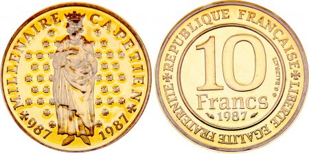 France 10 Francs Hugues Capet Roi de France (987-996) - 1987 - issu de coffret