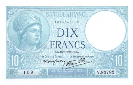 France 10 Francs Minerve - 16-01-1941 - Série V.83782