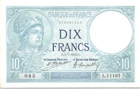 France 10 Francs Minerve 05-07-1923 - Série L11187