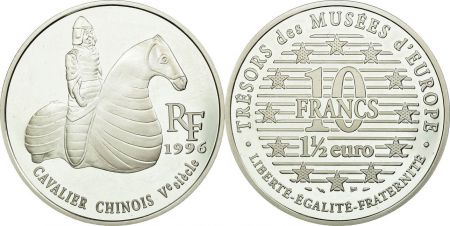 France 10 Francs Trésor des Musées d\'Europe: Cavalier chinois - 1996 - Argent - Avec boite et certificat - Frappe BE