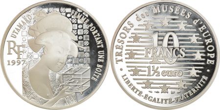 France 10 Francs Trésor des Musées d\'Europe: Utamaro - 1997- Argent - Avec boite et certificat - Frappe BE