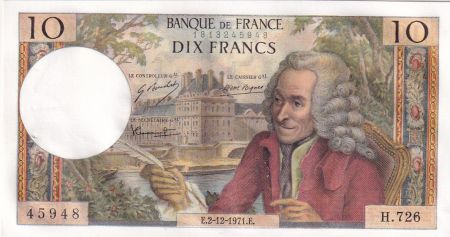 France 10 Francs Voltaire - 02-12-1971 Série H.726