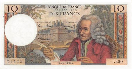 France 10 Francs Voltaire - 07-07-1966 - Série J.250