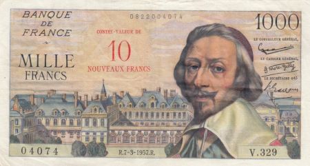 France 10 NF sur 1000 Francs, Richelieu - V.329 - 1957