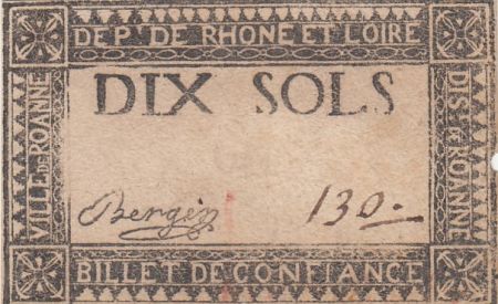 France 10 sols - 1791 - Département du Rhone - Roanne