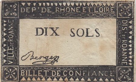 France 10 sols - 1791 - Département du Rhone - Roanne