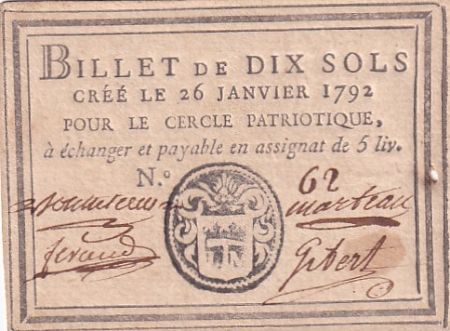 France 10 Sols - Bouches du Rhône - Arles - Cercle Patriotique - 26-01-1792