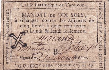 France 10 Sols - Bouches du Rhône - Tarascon - Caisse Patriotique -1792